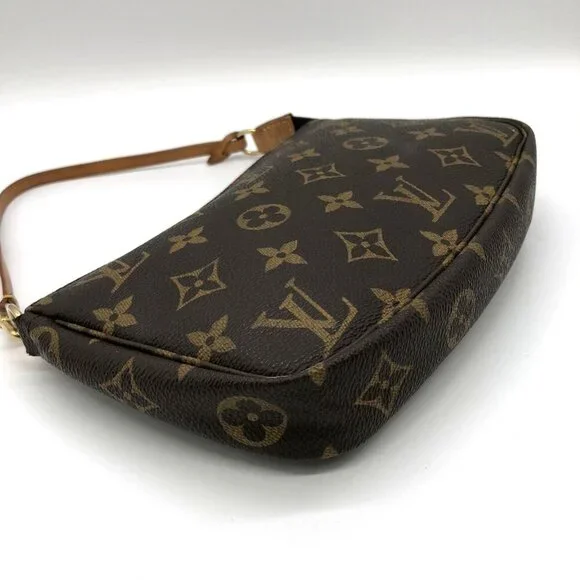 LOUIS VUITTON Authentic Brown Monogram Leather Pochette Mini Bag - Picture 4 of 10